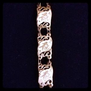 SIAM sterling silver & white enamel goddess bracel